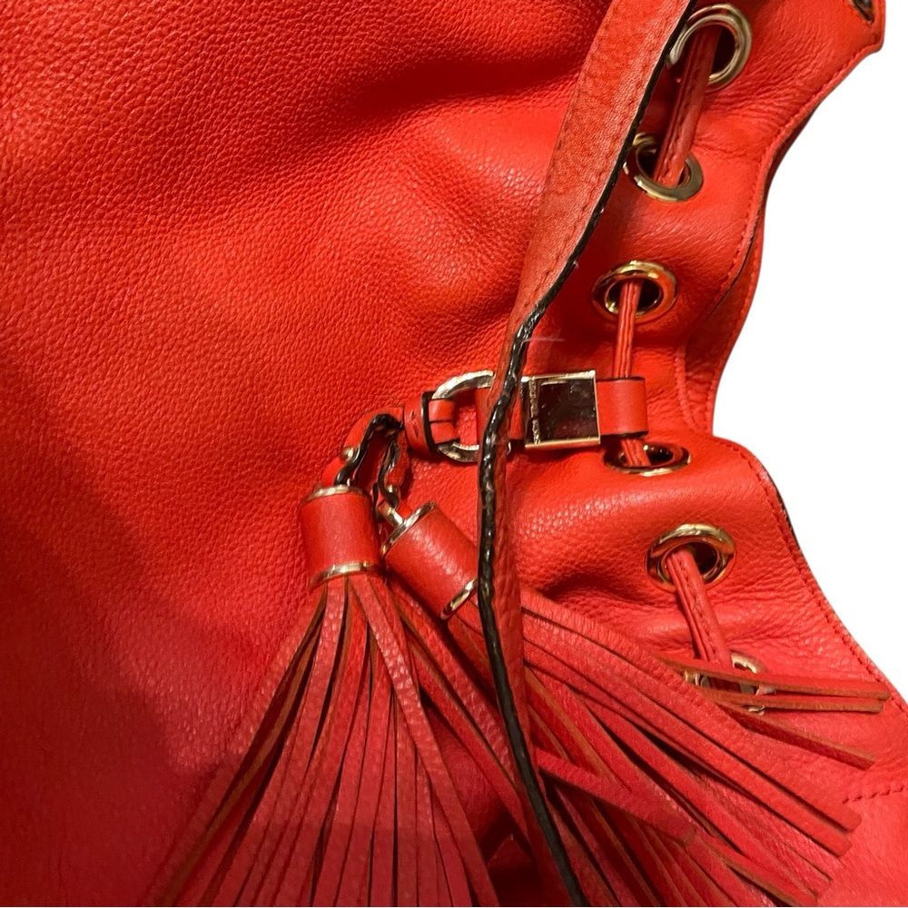 Michael kors Red Leather Tassel Hobo Bag with Gold Hardware bucket bag - Picture 10 of 12